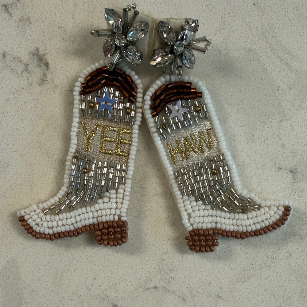 Beaded Cowboy Boot Earrings